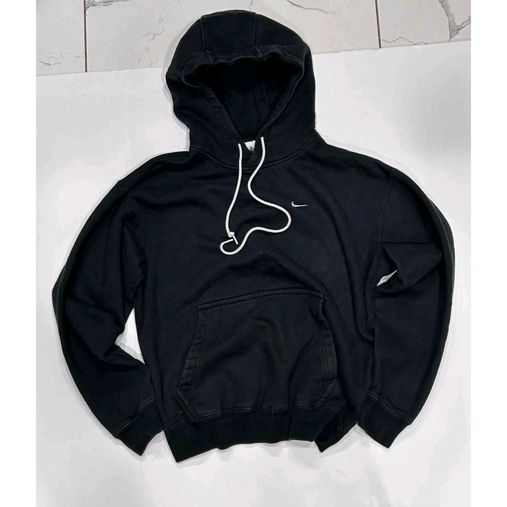 Nike Small Swoosh Black Pullover Hoodie Men's Size S Embroidered‎ Logo